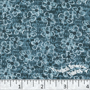 Koshibo Floral Print Polyester Fabric 048411 teal