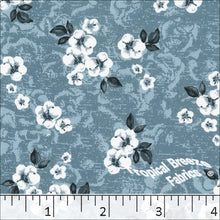 Teal, Koshibo Floral Print Polyester Fabric 048512