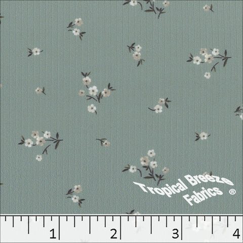 teal, Mini Rib Knit Tiny Floral Print Fabric 572610