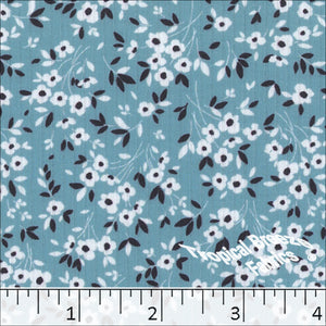 Ribbed Knit Tiny Floral Print Dress Fabric 32735 teal