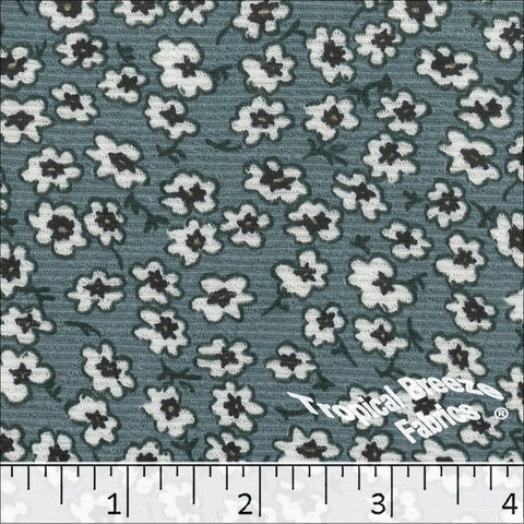 teal, Serenity Knit Floral Print Fabric 572611