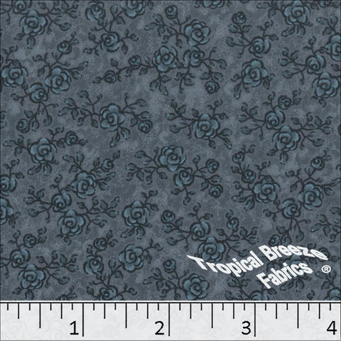 teal, Silk Mist Floral Print Polyester Fabric 042620