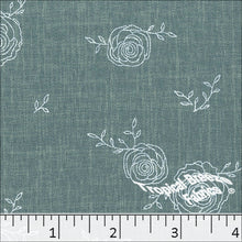 Simplistic Rose Print Polyester Fabric 04540 teal