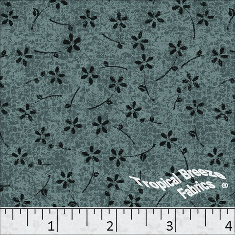 teal, Standard Weave Floral Poly Cotton Dress Fabric 6221