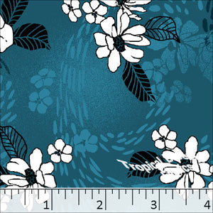 Standard Weave Floral Print Dress Fabric 6160 teal