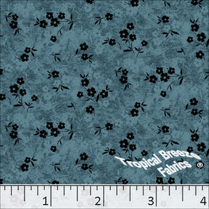 Standard Weave Floral Print Poly Cotton Fabric 6038 teal