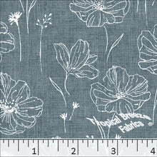 teal, Standard Weave Large Floral Poly Cotton Dress Fabric 6230