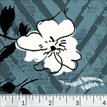 teal, Standard Weave Large Floral Poly Cotton Fabric 6234
