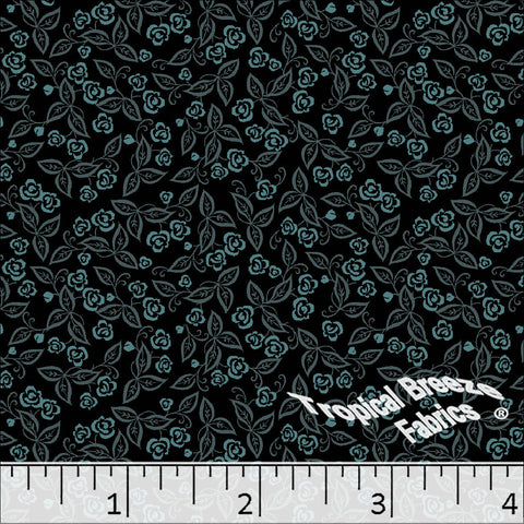 Standard Weave Small Floral Print Poly Cotton Fabric 6151 teal
