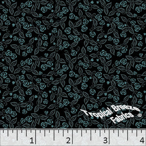 Standard Weave Small Floral Print Poly Cotton Fabric 6151 teal