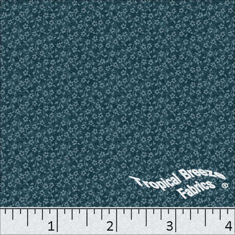 teal, Standard Weave Tiny Floral Poly Cotton Dress Fabric 6269