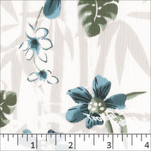 Teal, Yoryu Large Floral Print Polyester Dress Fabric 048514