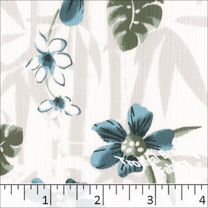 Teal, Yoryu Large Floral Print Polyester Dress Fabric 048514