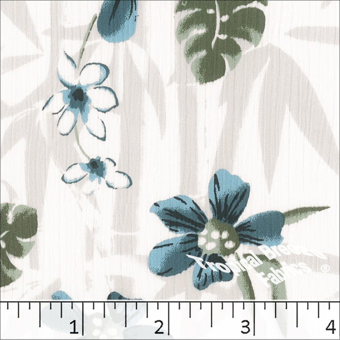 Teal, Yoryu Large Floral Print Polyester Dress Fabric 048514