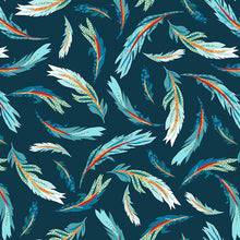 Zooming Chickens Cotton Fabric Collection 71 teal feathers