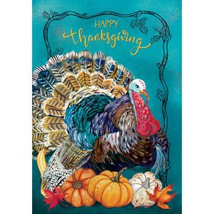 Fall & Winter Garden Flags teal turkey