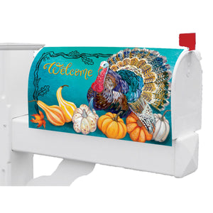 Fall and Winter Mailbox Makeovers teal turkey