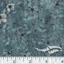 teal, Pluma Print Polyester Fabric 04543