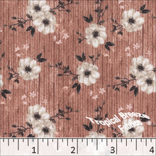 terra cotta, Crinkle Creme Floral Print Polyester Fabric 042511 