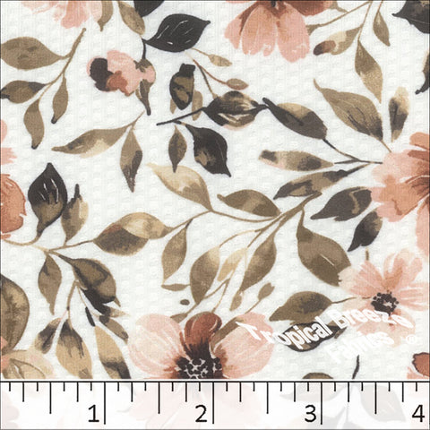 terra cotta, Dapple Knit Floral Print Fabric 572618