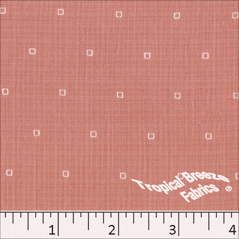 terra cotta, Linen Crepe Square Print Polyester Fabric 048621