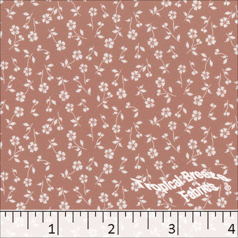 terra cotta, Polyester Twill Chiffon Tiny Floral Print Fabric 045515