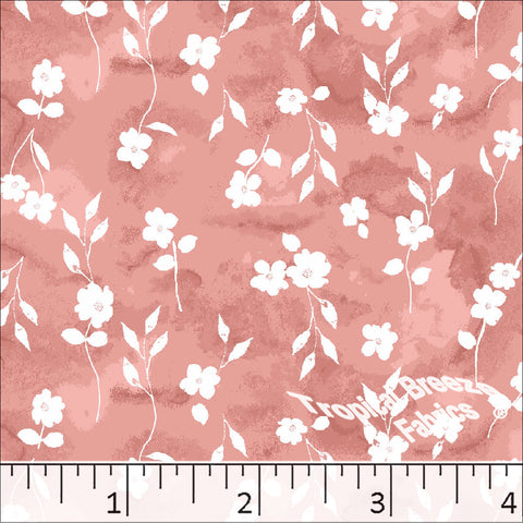 terra cotta, Standard Weave Floral Print Poly Cotton Fabric 6312