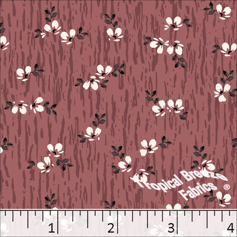 terra cotta, Standard Weave Floral Print Poly Cotton Fabric 6338