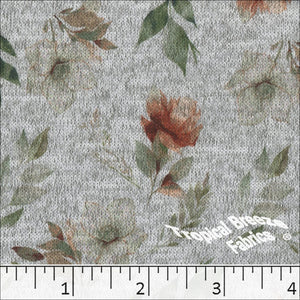 terra cotta, Sweater Knit Floral Print Fabric 32955