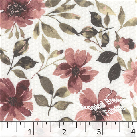 terra rose, Dapple Knit Floral Print Fabric 572618