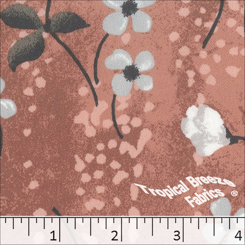 terra cotta, Koshibo Print Large Floral Polyester Fabric 048525