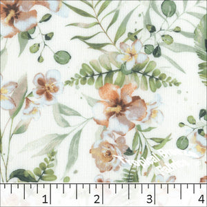 terra cotta, Mini Rib Knit Floral Print Fabric 572516