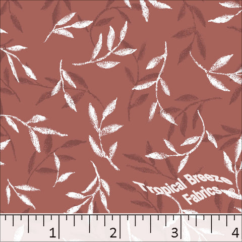 terra cotta, Standard Weave Leafy Poly Cotton Dress Fabric 6275