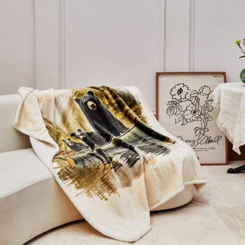 Virah Bella Three Bears Sherpa Throw on couch