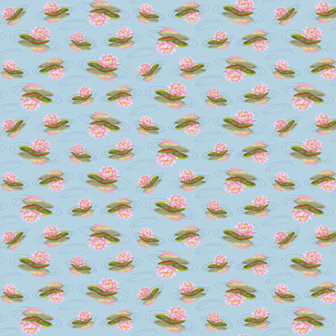 tossed lily pads, Swan Sanctuary Collection Cotton Fabric 24