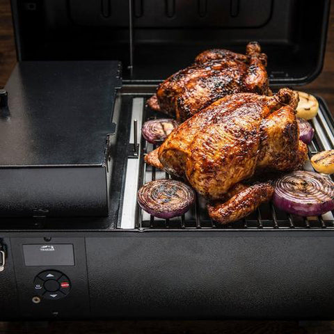Traeger Ranger Pellet Grill TFT18KLD with food