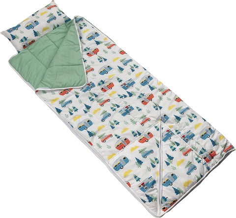 Lippert Children's Sleeping Bag with Attached Pillow road trip print