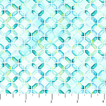 turquoise, Concerto Collection Geometric Print Cotton Fabric DP27833