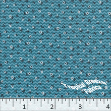 turquoise, Pick Stripe Tiny Floral Print Polyester Fabric 04943