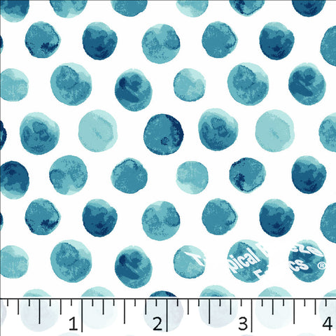 turquoise, Standard Weave Dot Print Poly Cotton Fabric 6259