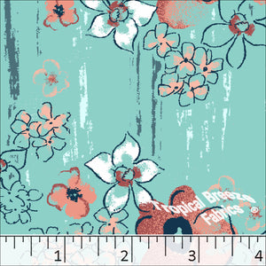 Turquoise, Standard Weave Floral Fabric Dress Fabric 6201