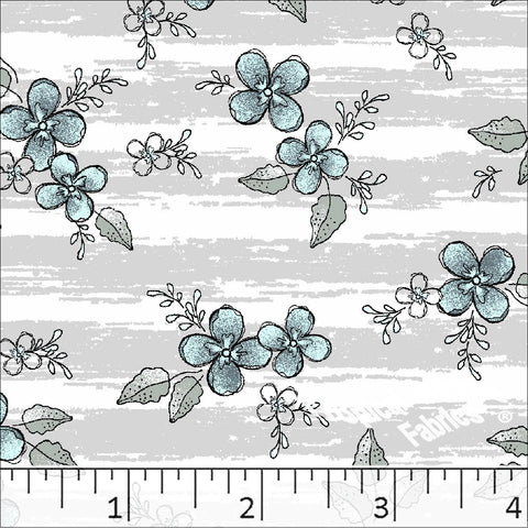 Turquoise, Standard Weave Floral Print Dress Fabric 6198