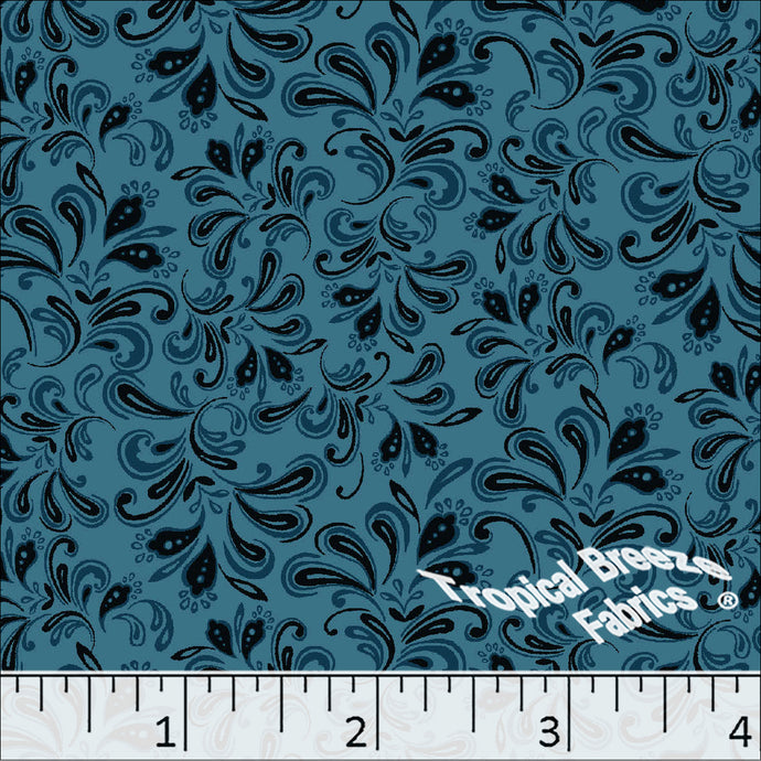 Standard Weave Fountain Print Poly Cotton Fabric 6076 turquoise