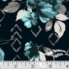 Standard Weave Geometric Floral Poly Cotton Fabric 6118 turquoise