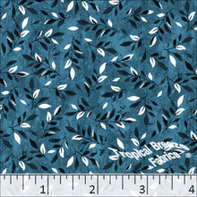 Standard Weave Leaf Print Poly Cotton Fabric 6152 turquoise