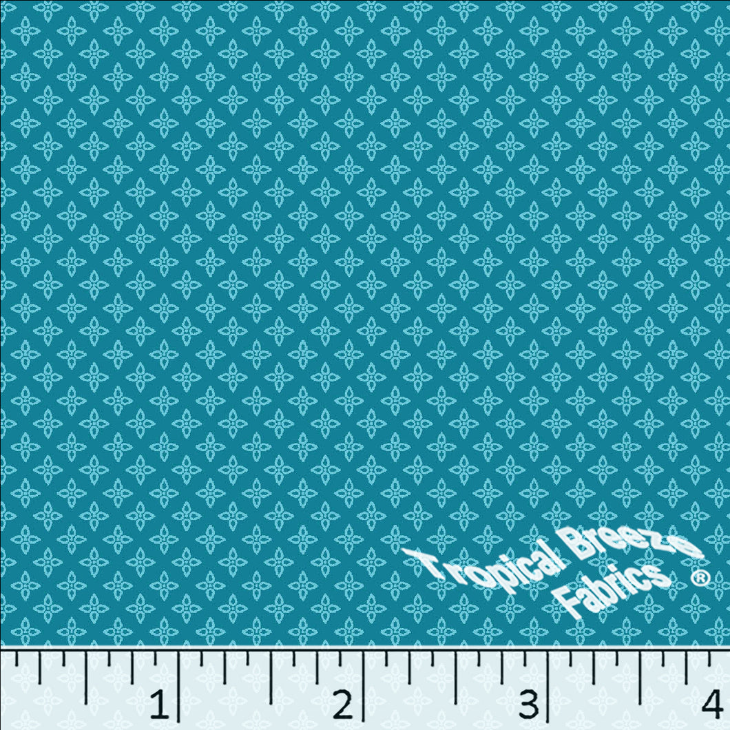 Standard Weave Tiny Print Poly Cotton Fabric 6150 turquoise