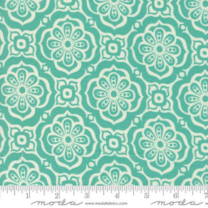 Tango Collection Damask Tiles Cotton Fabric 27333 turquoise