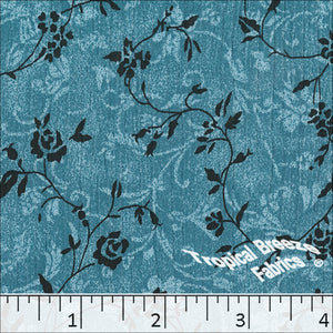 Yoryu Floral Print Polyester Fabric 048410 turquoise