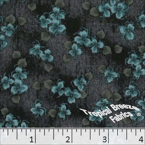 turquoise, Yoryu Floral Print Polyester Fabric 048529