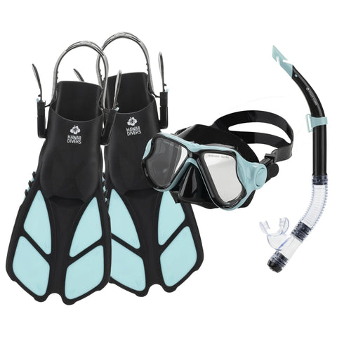 Hawaii Divers Manta Ray adult snorkeling set in turquoise & black